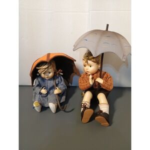 Set Of Vintage M.I. Hummel Goebel Umbrella Boy and Girl Dolls